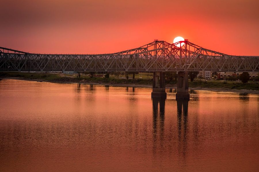 Sunset over the Mississippi River at Natchez